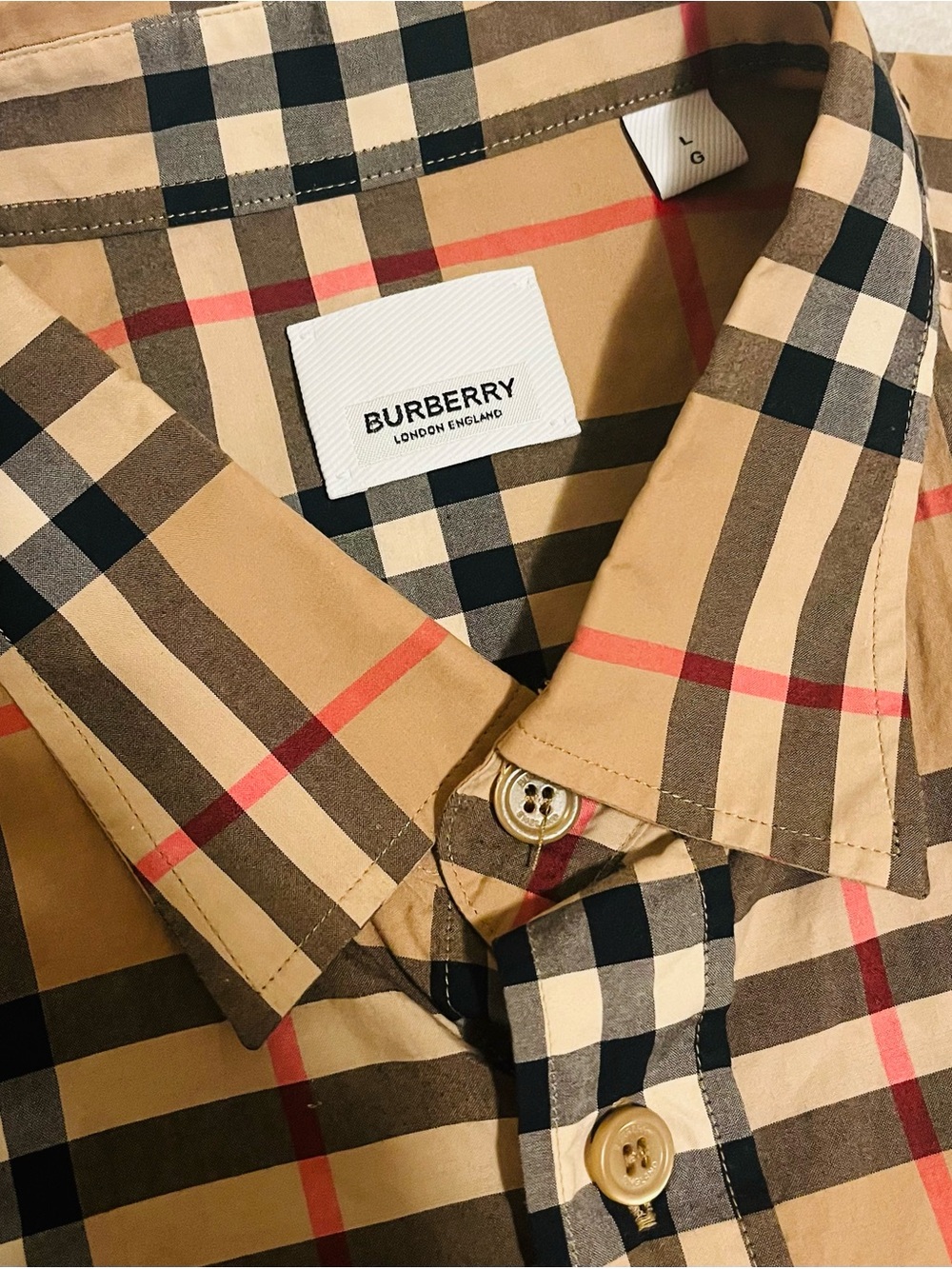 Burberry London England Nova Check Plaid Button Shirt Men’s Large - Picture 3 of 5